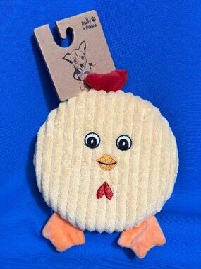 NEW NWT CHICKEN ROUND CORDUROY LOOK DOG TOY SOFT CHEW / PLAY TOY WITH SQUEAKER